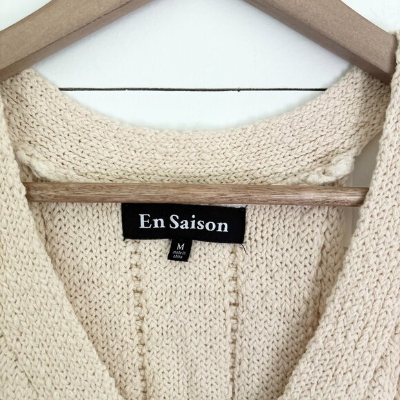 En Saison beige knitted tank sweater with button down front - Picture 2 of 5